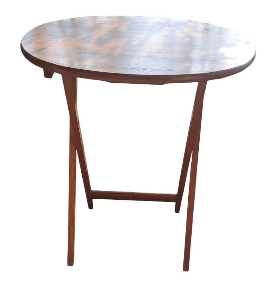 Oval teak wooden folding boat table 1970 Wooden side table sold individually