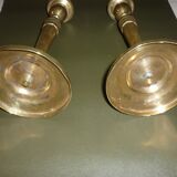 Pair of antique gilded brass candlesticks