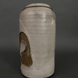 Vase signed in glazed earthenware ceramic 1960 gray background