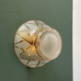 Vintage Art Deco white and gold glass globe wall/ceiling light.