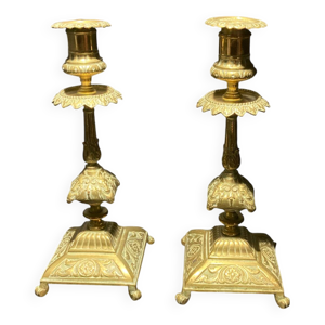 lot de deux bougeoirs - laiton