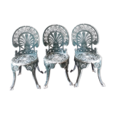 3 jardin chaises in aluminiun cast iron