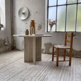 Octagonal travertine coffee table