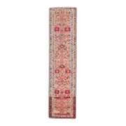 Vintage Turkish Hand-Knotted Wool Cotton Beige Runner Rug