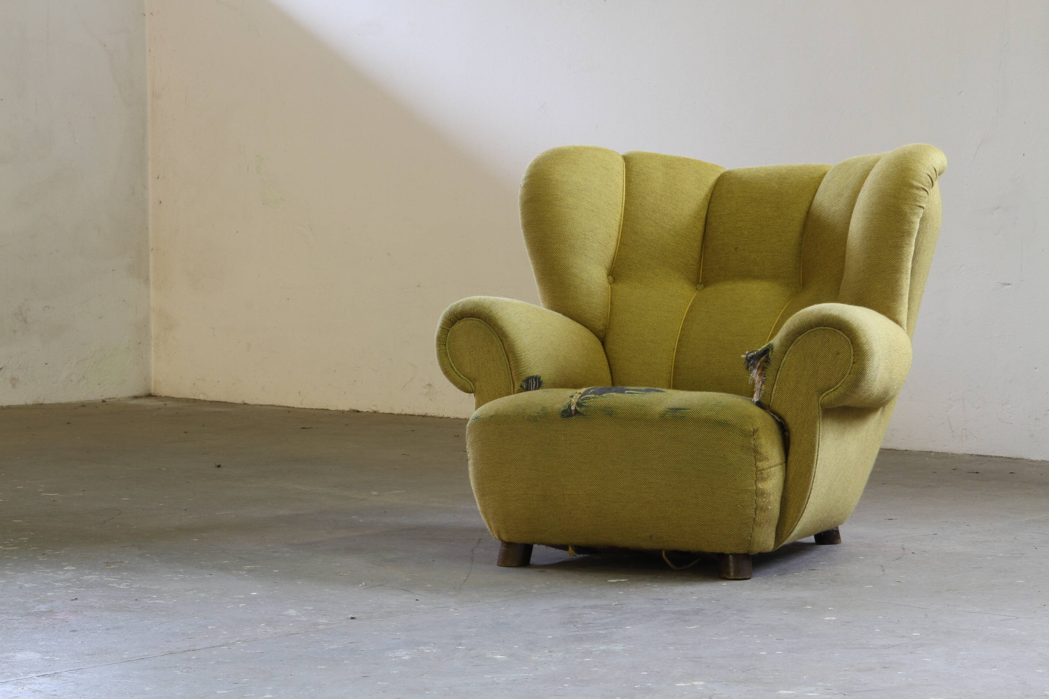 Vintage iconic large upholstered lounge / easy chair from Denmark 1930s