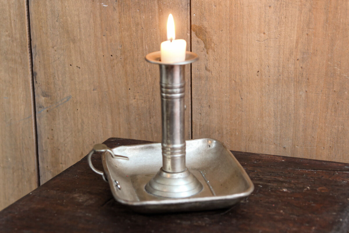 Silver brass cellar rat candle holder