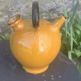 Gargoulette, Provençal jug in enamelled ceramic, vintage ochre color