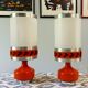 Paire de lampes de table/chevet vintage années 1970 orange.
