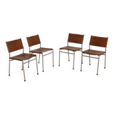 4 chaises "SE06" cuir marron par Martin Visser pour Spectrum 80's