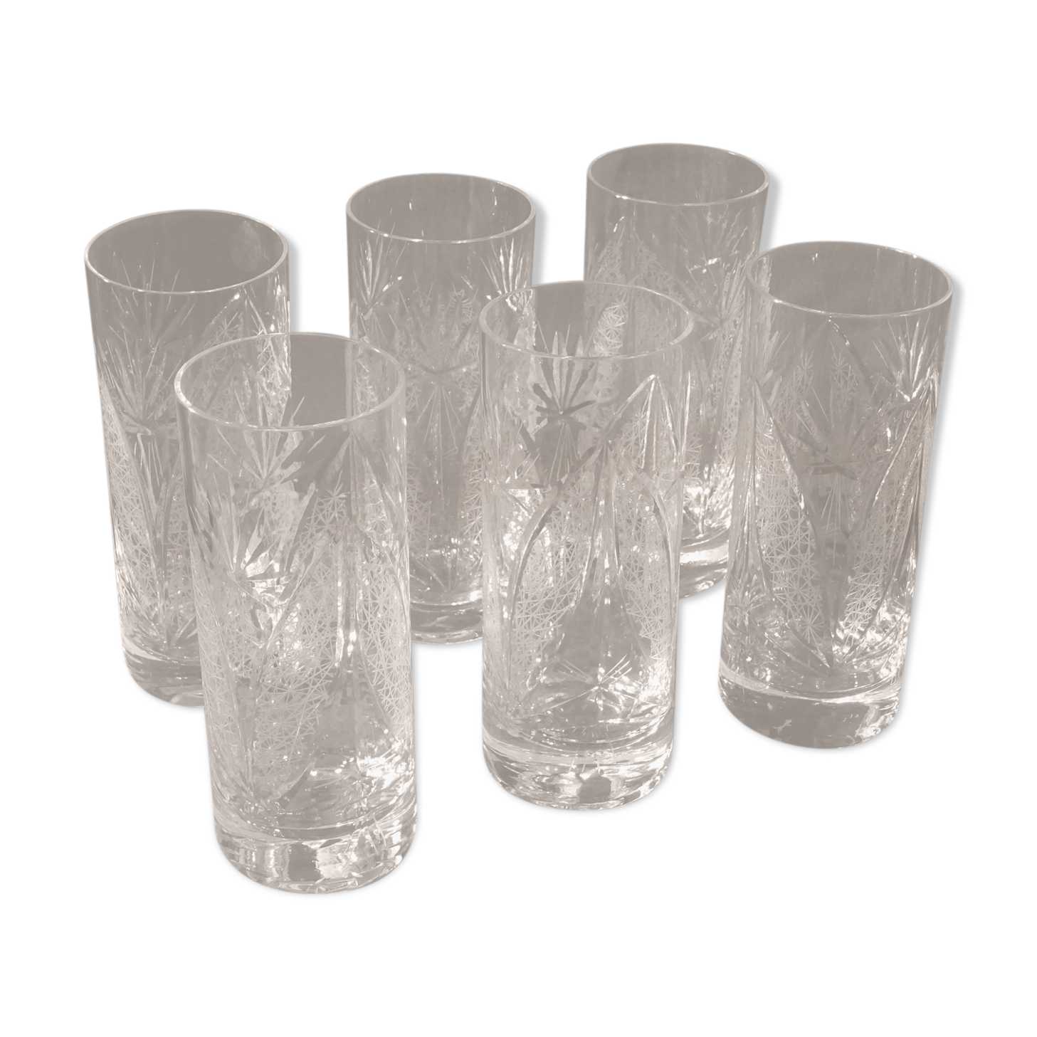 Set de 6 verres à orangeade tumbler en cristal taillé    ht 14,5 cm   ref 197/2