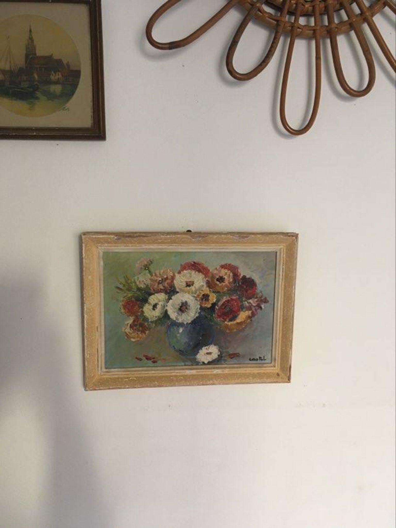 Painting still life "Bouquet of flowers in blue vase"