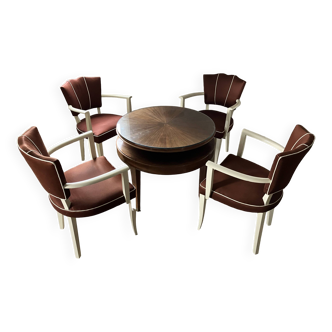 Art Deco Tavle 1930 + 4 armchair chairs