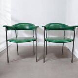 Set of 2 vintage green chairs / armchairs / lounge chairs