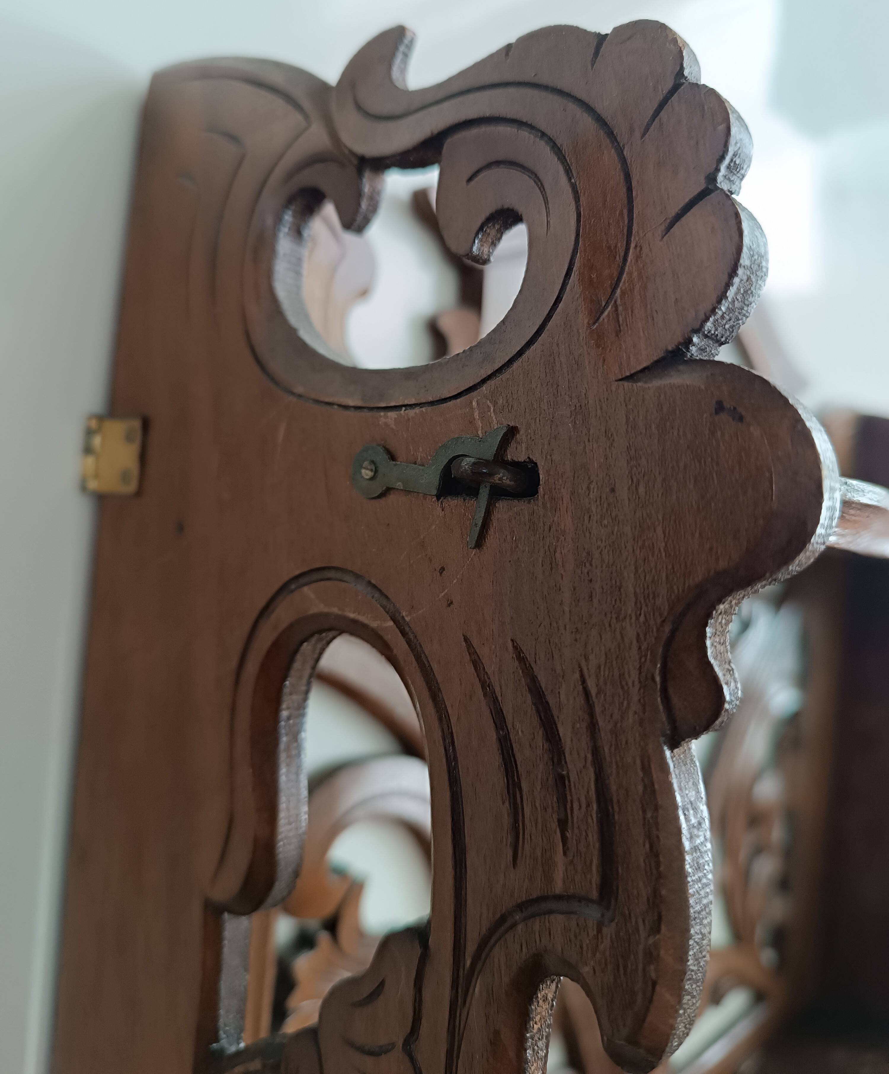 Art Nouveau openwork wooden shelf