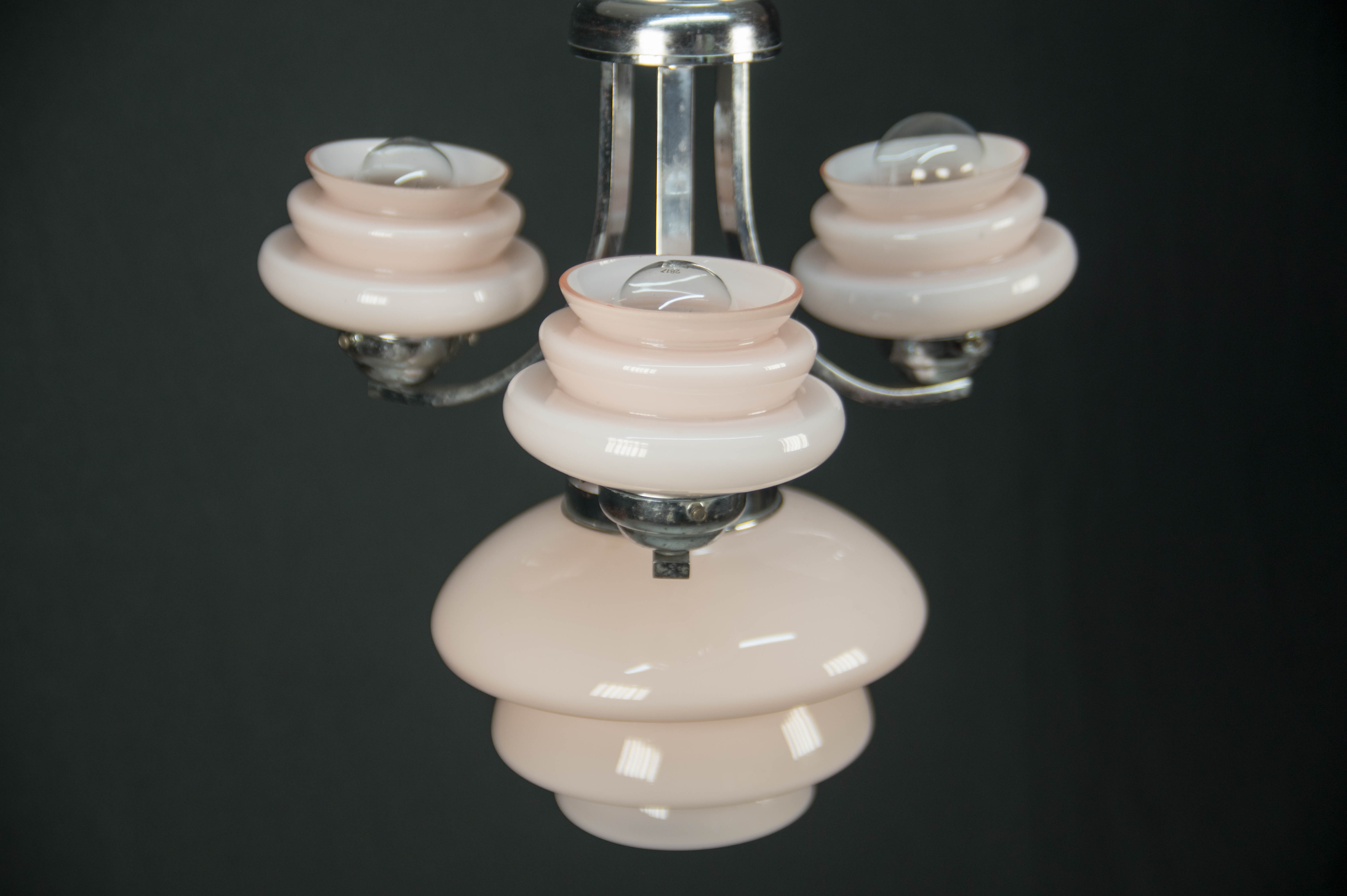 Pink art deco chandelier, 1930s