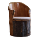 Sculptural brutalist armchair handcrafted in solid pine, Wabi Sabi style, Sweden, 1970s.