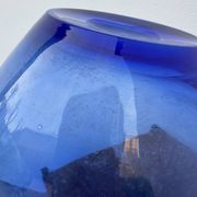 Grand vase verre soufflé bleue cobalt vintage