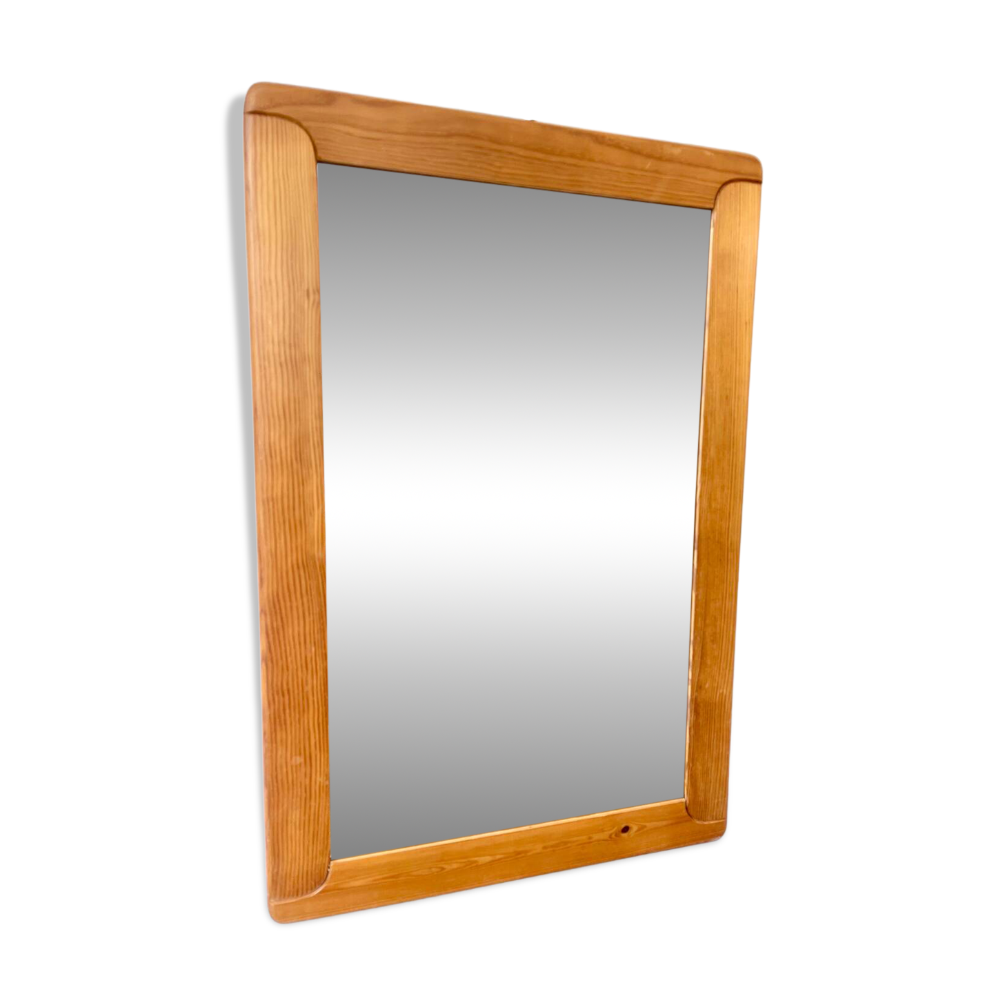 Miroir mural en pin de style scandinave, années 70