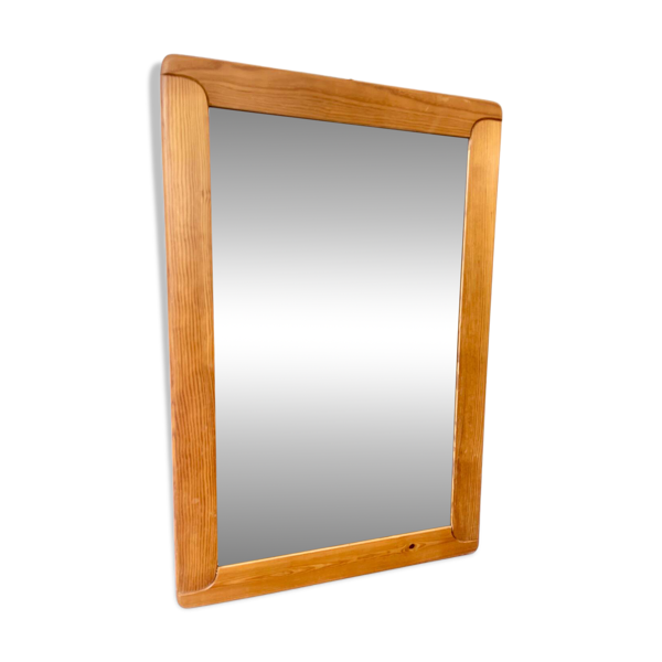 Miroir mural en pin de style scandinave, années 70