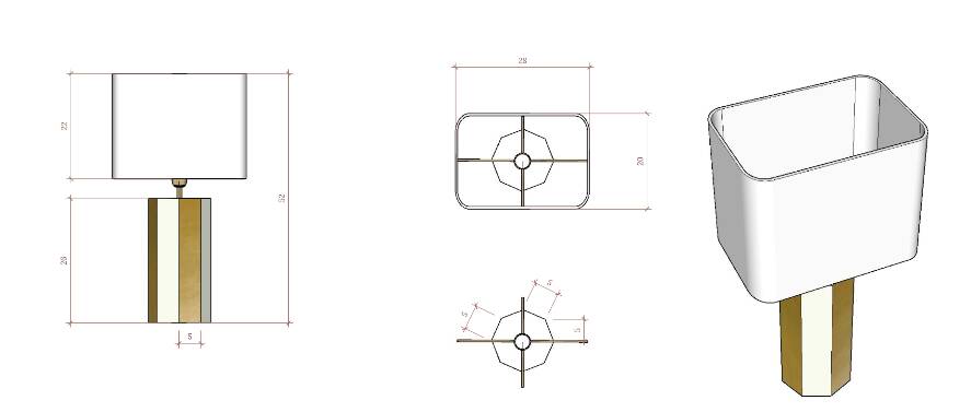 La Luco lamp in white lacquered ash and gold leaf