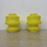 Lot de 2 lampes de table en verre jaune Space Age, design ve-art Italie, années 1970
