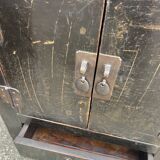 Pair of small occasional or sofa end pieces, lacquered in Asian black