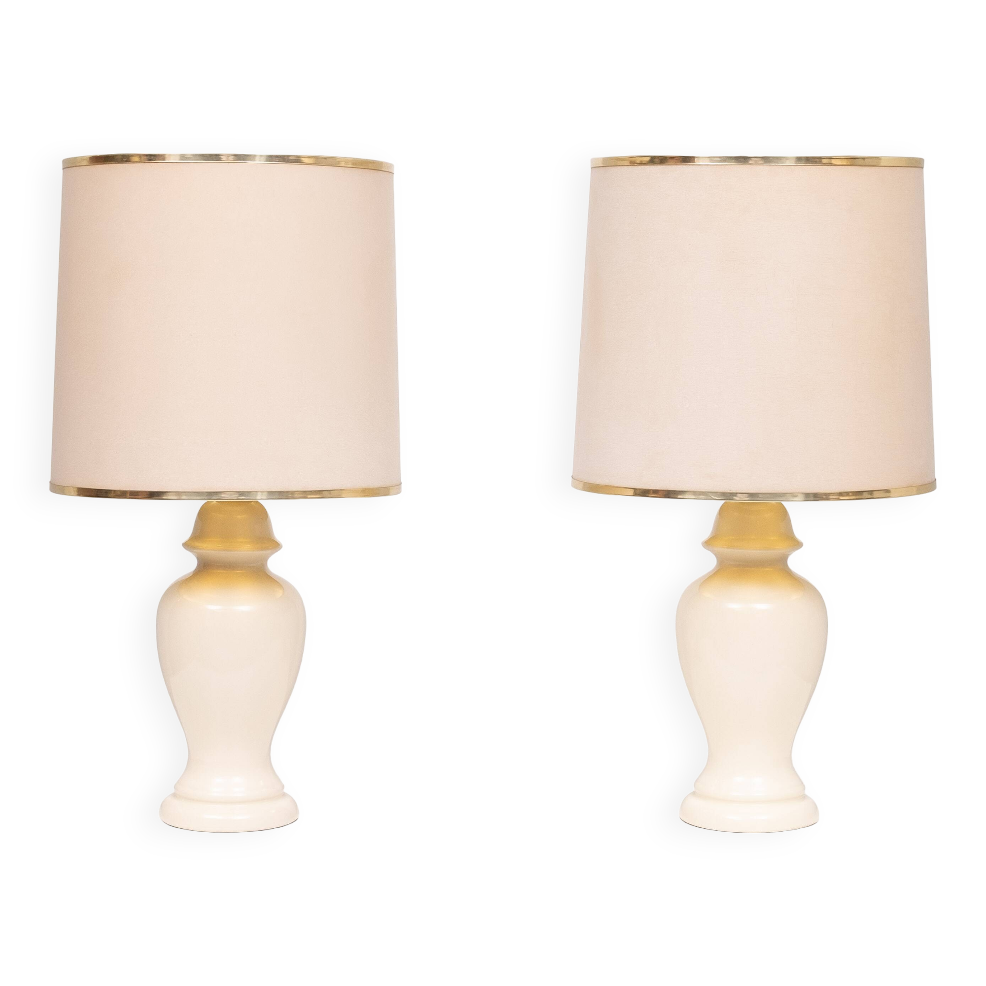 Herda set Ceramic table lamps matching Shade 1970s