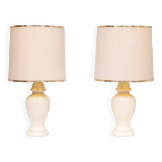 Herda set Ceramic table lamps matching Shade 1970s