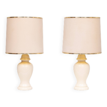 Herda set Ceramic table lamps matching Shade 1970s