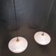 2 suspensions opalines rose moucheté