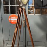 Industrial projector on tripod waxed wood