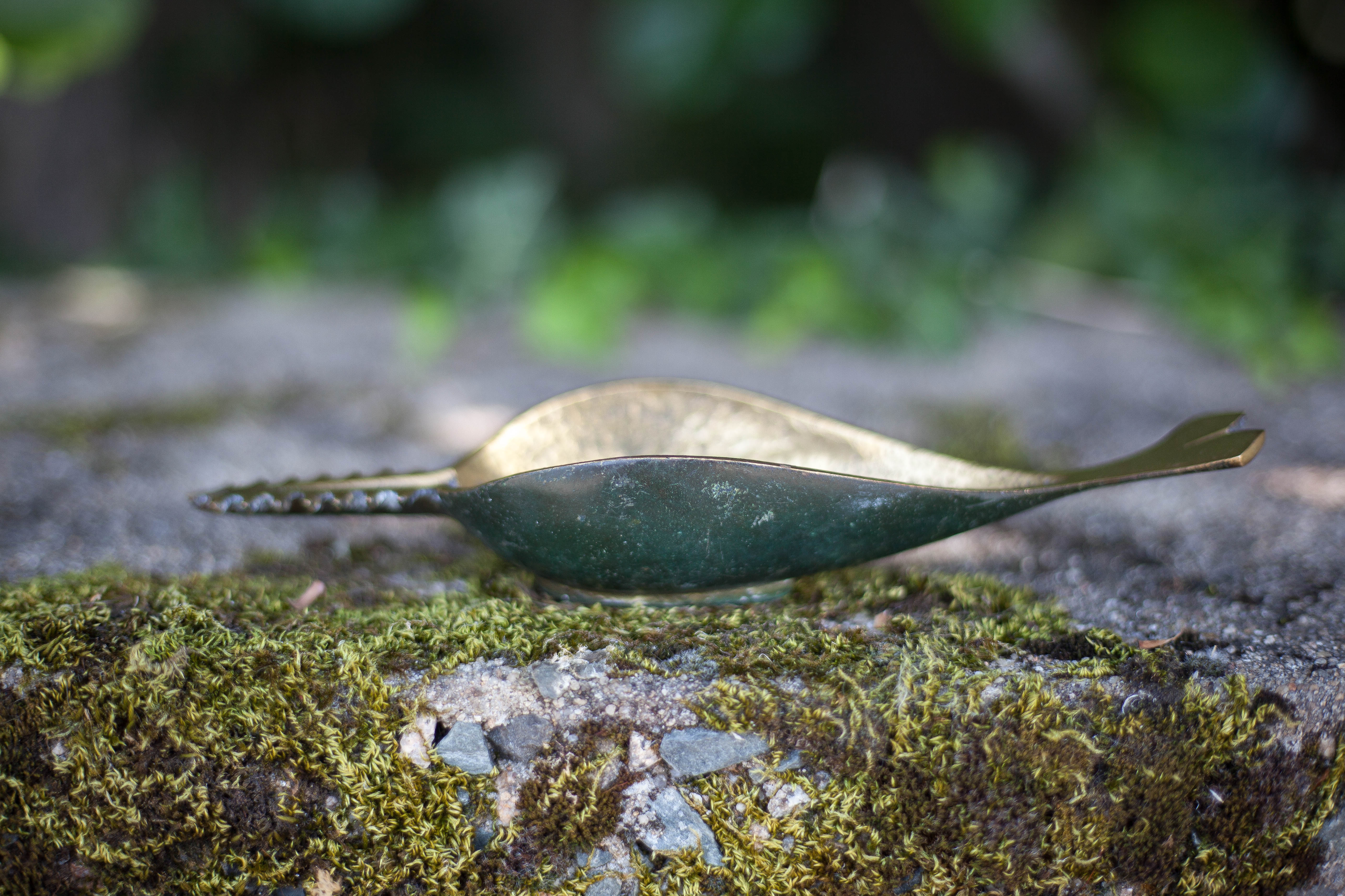 Brass ashtray, fish saw, modernist, decoration