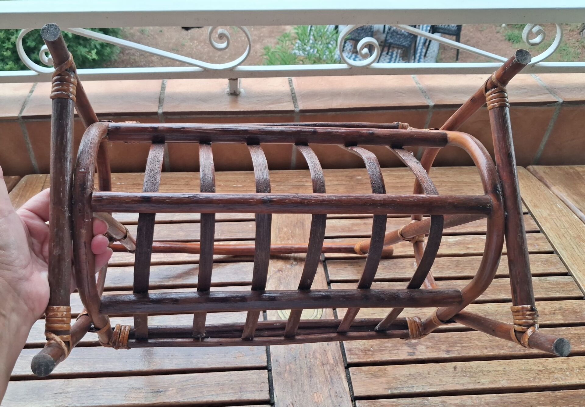 Vintage rattan magazine rack