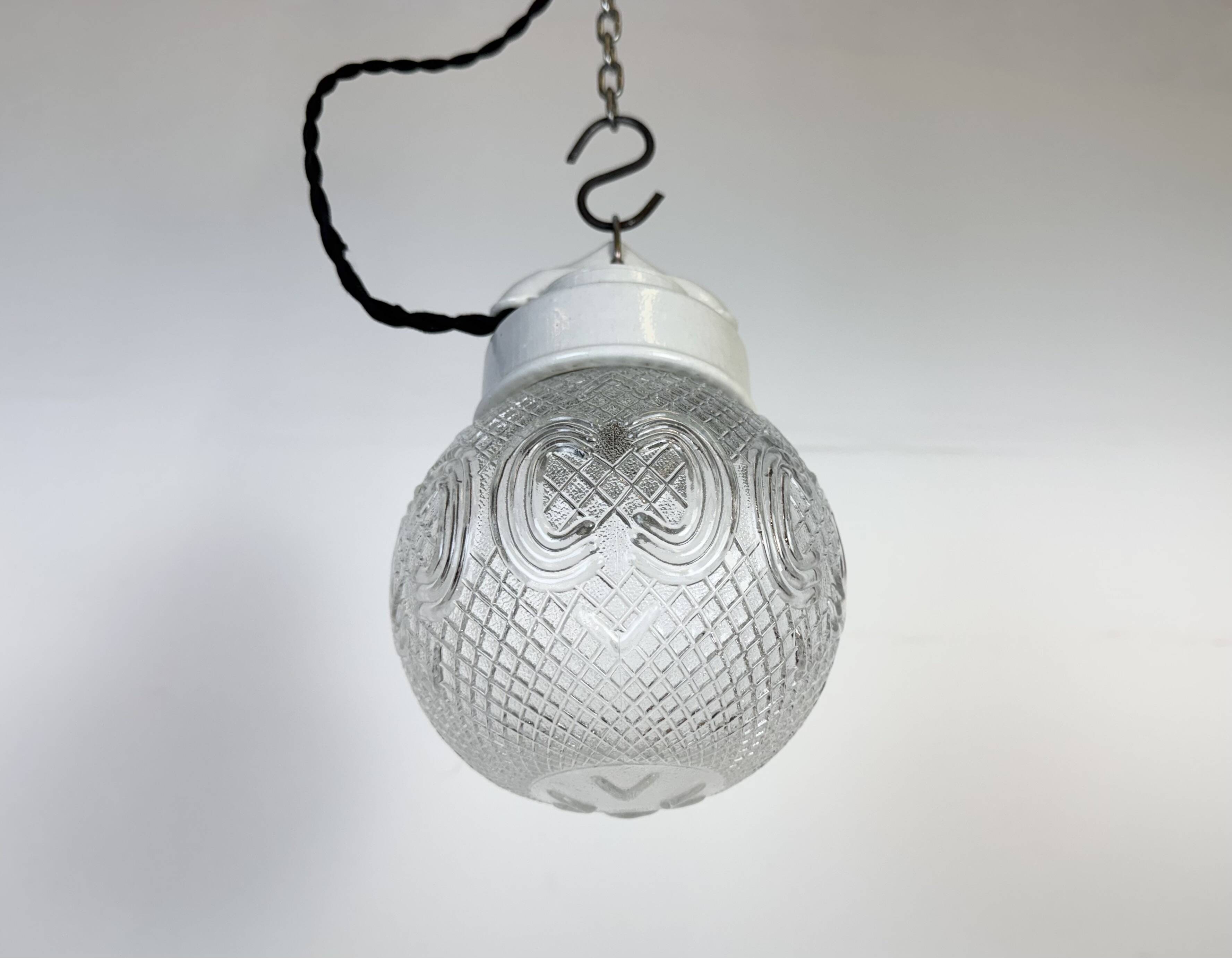 Vintage White Porcelain Pendant Light, 1970s