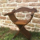 Dagobert armchair or folding walnut curule