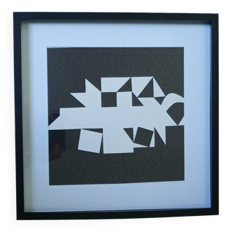 Tableau Vintage Art Optique - Victor Vasarely - Frame 40x40cm
