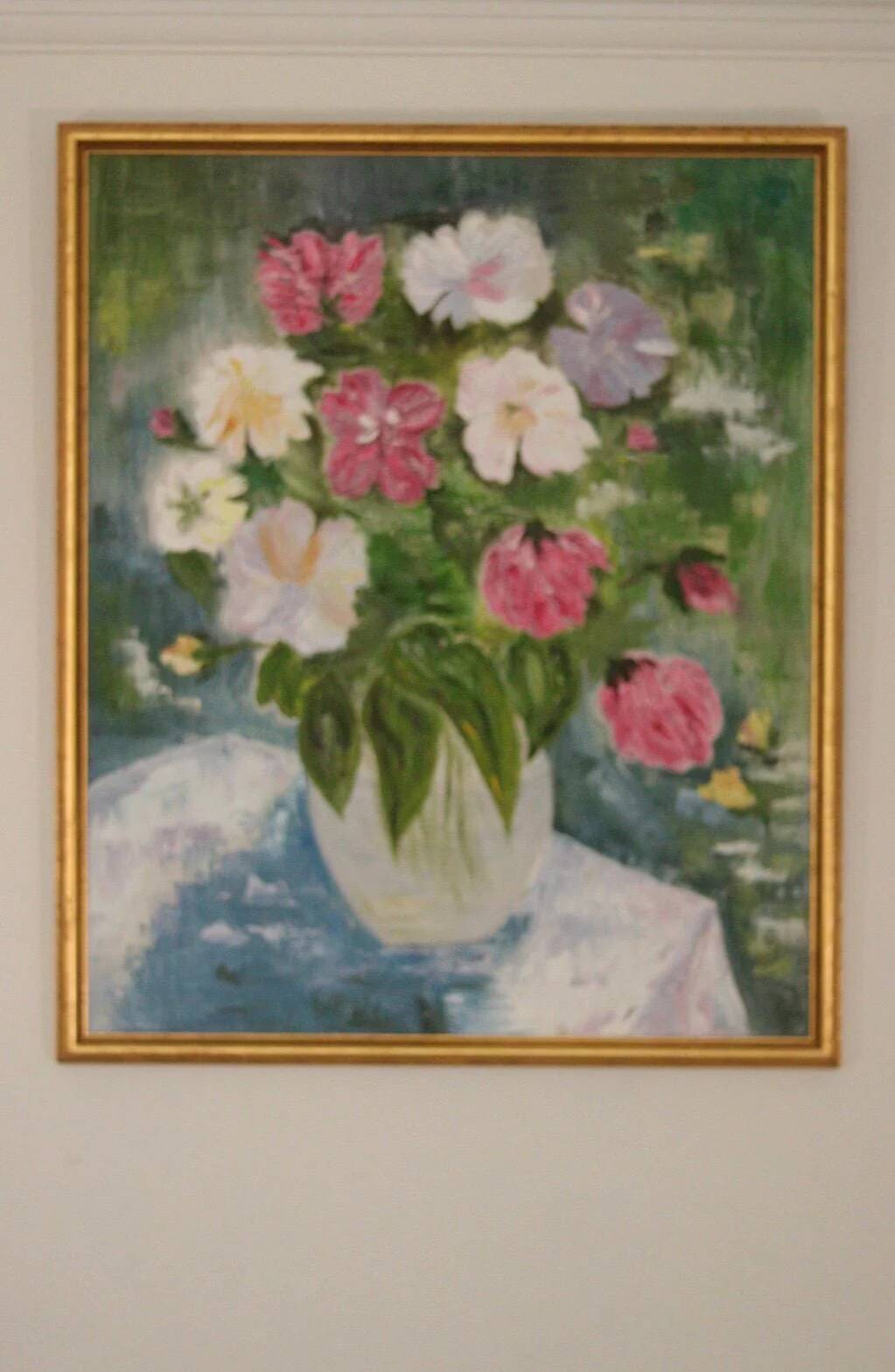 Original Oil on Canvas – “Large Bouquet” by JJ – Signed, Framed 65 × 77 cm