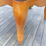 Tabouret repose-pied pouf style louis XV bois et tissu