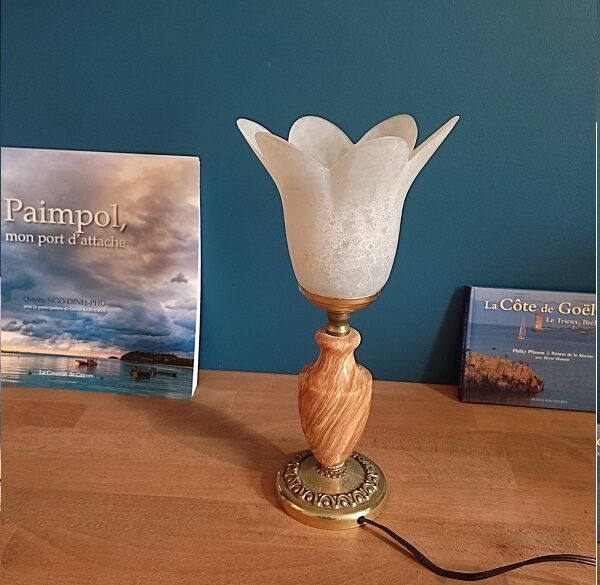 Bedside lamp marble brass tulip glass paste dp 0123259