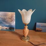 Bedside lamp marble brass tulip glass paste dp 0123259