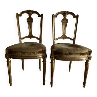 Pair of chairs Lyre style Louis XVI 19th century