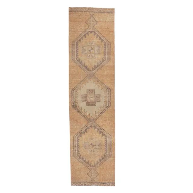 1980s Vintage Turkish Hand-Knotted Runner 92x394