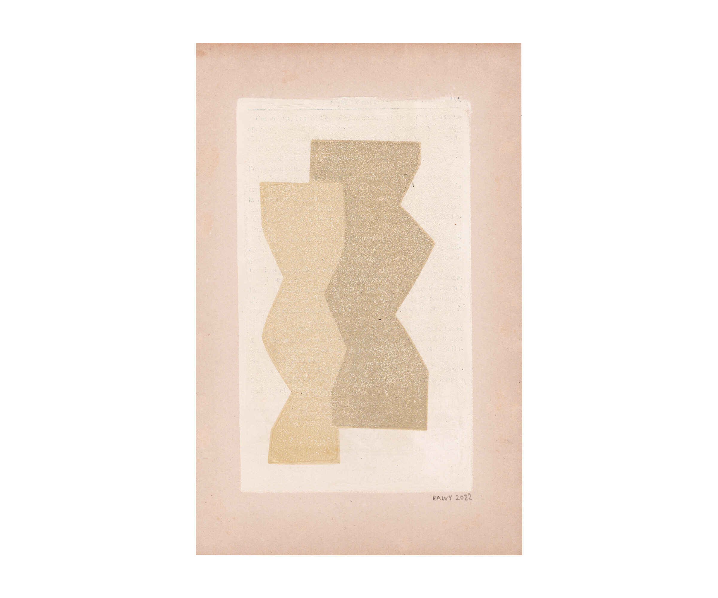 Painting on old paper M707 signed Eawy