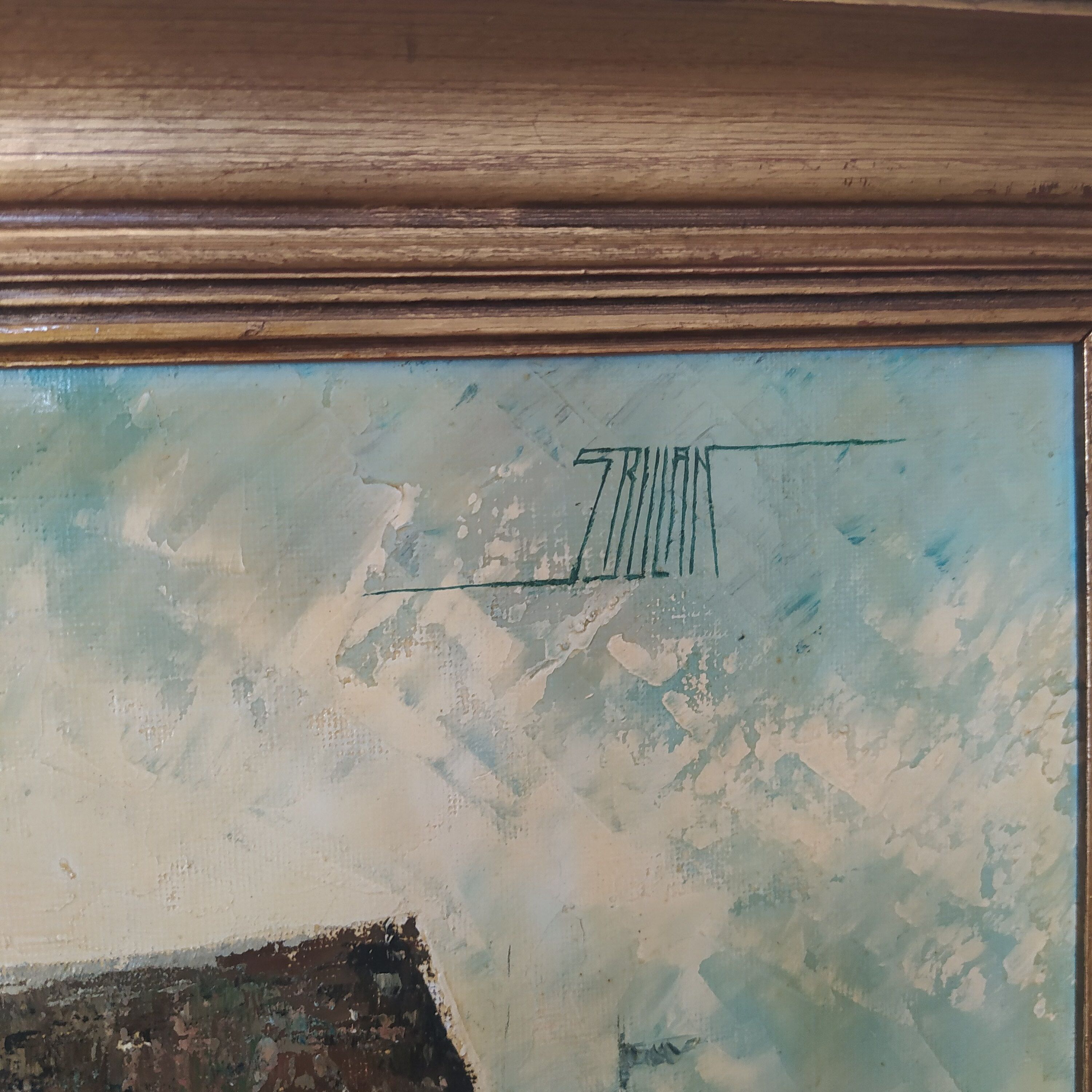 Oil on canvas stephane bulan village of domme dordogne 1979