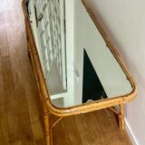 Coffee table, rattan mirror top 60s
