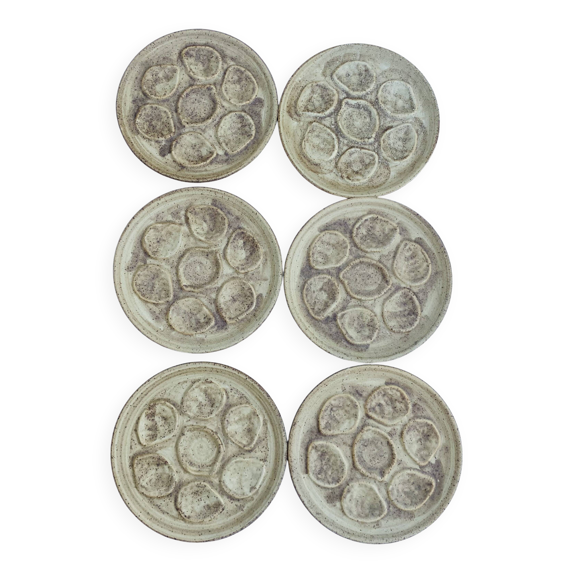 Vintage stoneware oyster plates