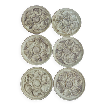 Vintage stoneware oyster plates