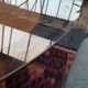 Vintage round wooden table and glass top, Czech, 1960, central leg