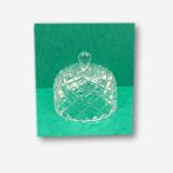 Display under bell in transparent glass patterns in relief