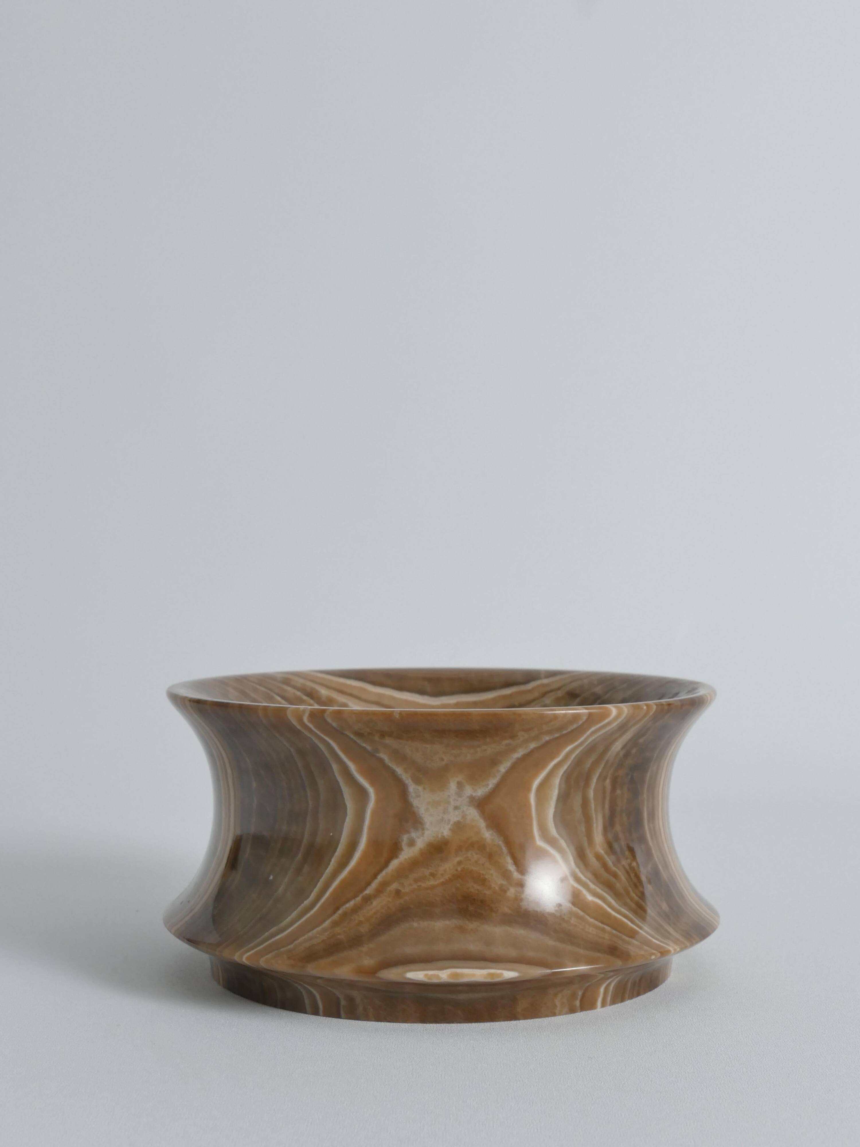 Hand Turned Brown Onyx Bowl, Greece, 1970s